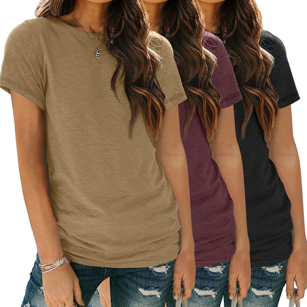 SUNBS Womens 3 Pack T-Shirts Short Sleeve Summer Tops Fashion Basic Tees Comfy Casual Vacation Outfits Workout Clothes 2025