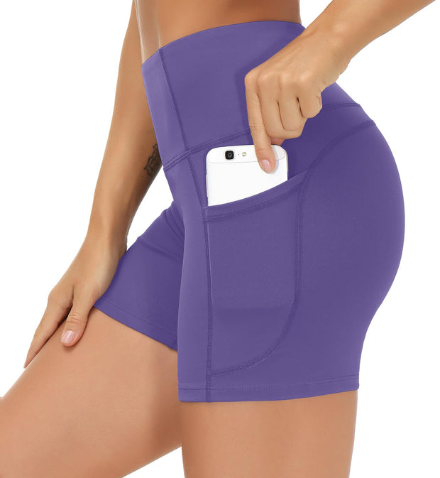 THE GYM PEOPLE Women's High Waist Workout Shorts Breathable Dolphin Split Elastic Lounge Yoga Shorts