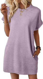 EVALESS Womens Summer Dresses Fashion 2025 Short Sleeve Spring Mini Dress Casual Beach Vacation Clothes Dresses