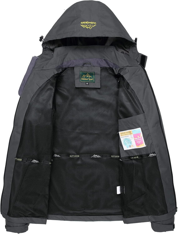 GIISAM Mens Windproof Jacket Waterproof Lightweight Mountain Sport Jacket for Men Hooded Windbreaker Raincoat