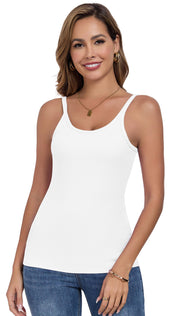 Womens Tank Tops Spaghetti Straps Scoop Neck Ribbed Slim Fitted Summer Workout Camisole Basic Layering Shirts