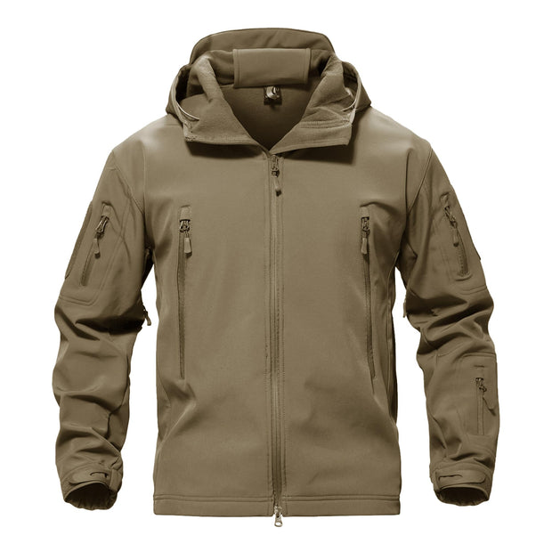 TACVASEN Men's Special Ops Military Tactical Rain Jackets Winter Warm Fleece Softshell Hooded Raincoat Snowboard