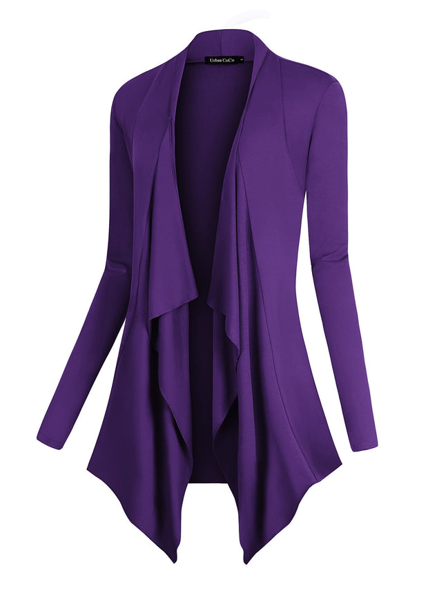 Urban CoCo Women's Drape Front Open Cardigan Long Sleeve Irregular Hem