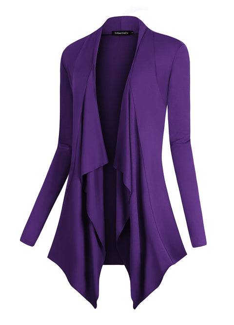 Urban CoCo Women's Drape Front Open Cardigan Long Sleeve Irregular Hem