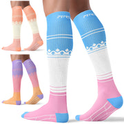 FITRELL 3 Pairs Compression Socks for Women and Men 20-30mmHg-Circulation Support Socks