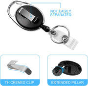 Teskyer Badge Reel, 5 Pack Retractable Badge Holders with Carabiner Belt Clip and Key Ring for ID Card Holder and Keychain