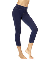 No Nonsense Women's Classic Denim Capri Leggings with Pockets, Comfortable Stretch Pull on Pants