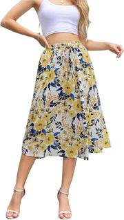 Maxi Skirts for Women with Pockets Long Midi Length Casual Skirt for Beach Party Holiday