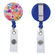 Will Well ID Badge Holder Reel with Clip and Keyring - Heavy-Duty All-Metal Casing with 27.5" UHMWPE Fiber Pull Cord for Durability and Easy Access, Holds up to 8 Keys - 2-Pack, Round, Glossy Black