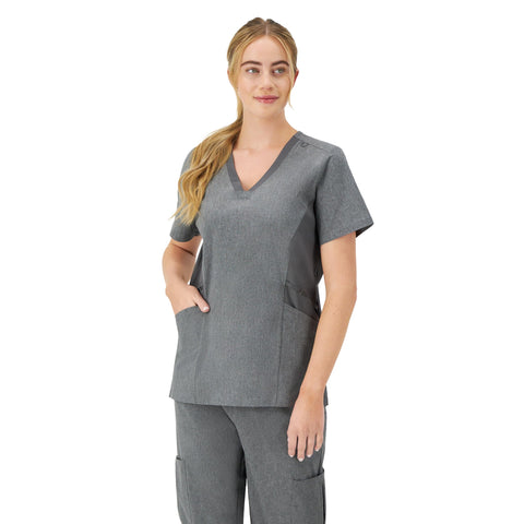 Hanes Women's Scrubs Healthcare Top, Moisture-Wicking Stretch Scrub Shirts, Ribbed Side Panels