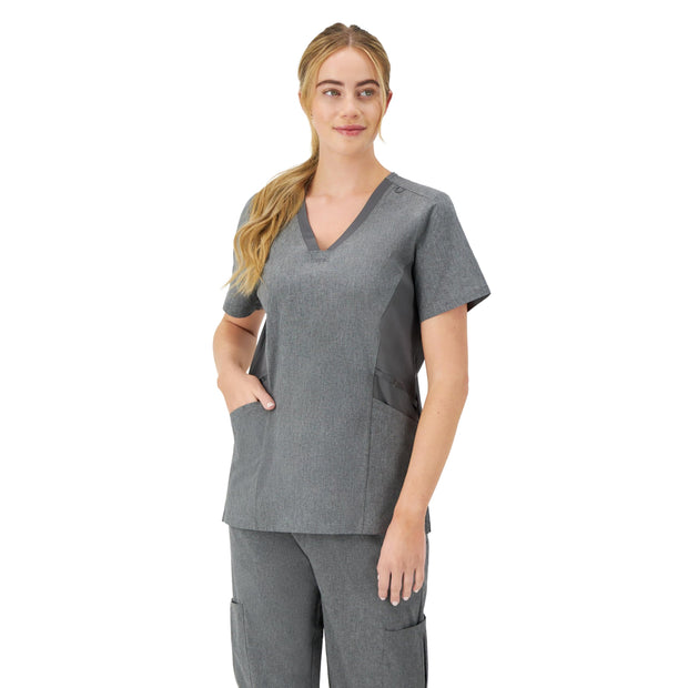 Hanes Women's Scrubs Healthcare Top, Moisture-Wicking Stretch Scrub Shirts, Ribbed Side Panels