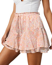 Flowy Shorts for Women Casual Boho Floral Skorts Ruffle Mini Skirts Running Tennis Butterfly Shorts Chiffon Shorts