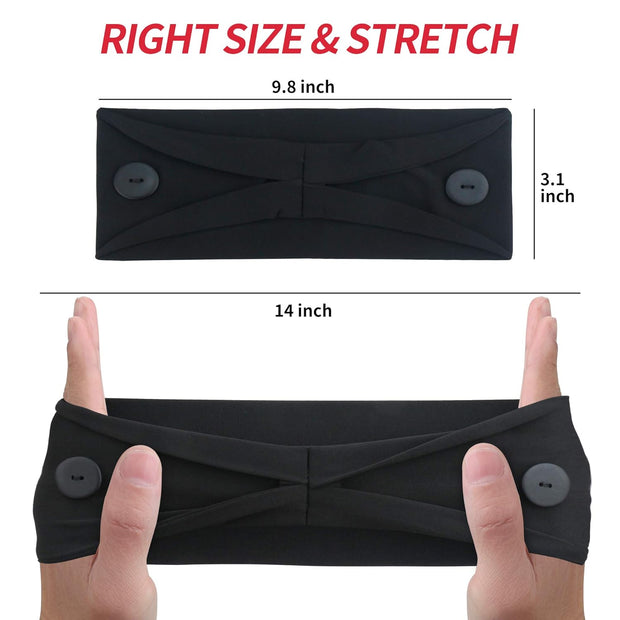 ABAMERICA Headbands with Button for Mask, Wide Nurses Headbands Non Slip Elastic Ear Protection for Women Men Doctors Sweatband Headband (BUTTON- 1 PACK COLOR05)
