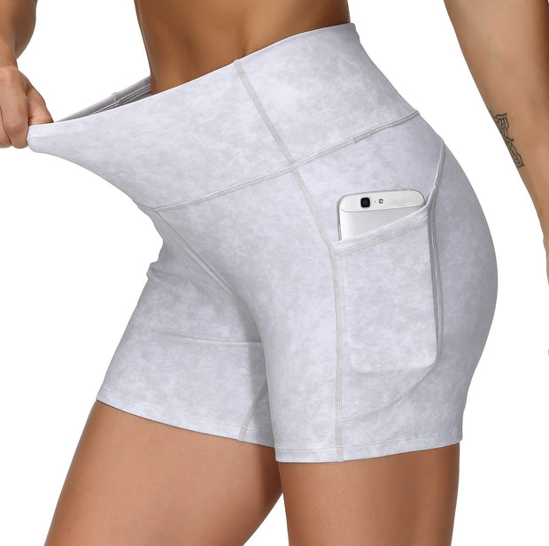 THE GYM PEOPLE Women's High Waist Workout Shorts Breathable Dolphin Split Elastic Lounge Yoga Shorts