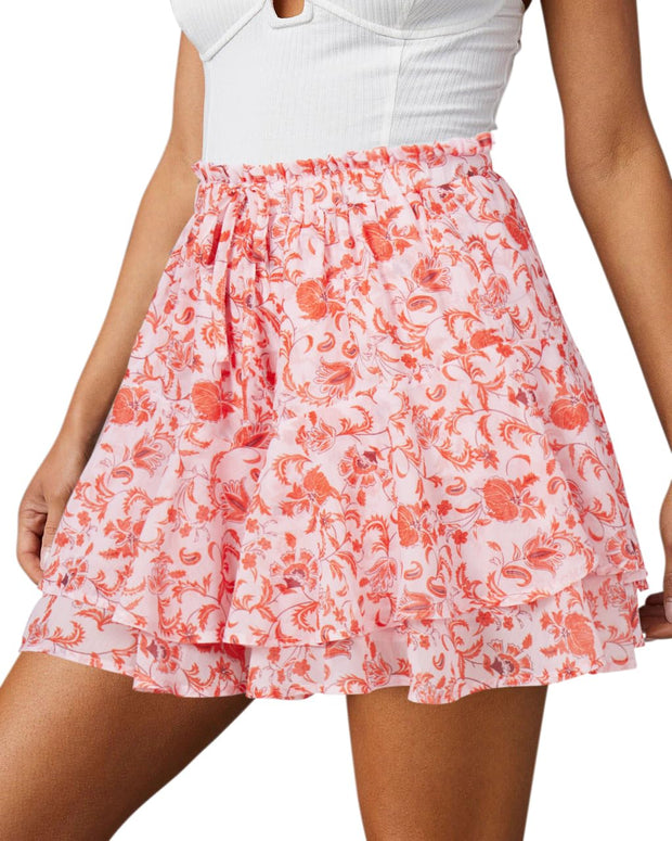Flowy Shorts for Women Casual Boho Floral Skorts Ruffle Mini Skirts Running Tennis Butterfly Shorts Chiffon Shorts