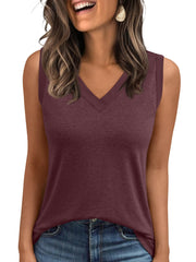 AUTOMET Tank Top Women Summer 2025 Casual Spring V Neck Sleeveless Tee Shirt Basic Trendy Beach Vacation Outfits Clothes