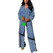 kaimimei Casual 2 Piece Outfit for Women - Linen Long Sleeve Button Down Shirt + Flare Pleated Wide Leg Pants Sets Streetwear
