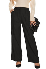 FUNYYZO Wide Leg Pants Women's High Elastic Waisted in The Back Business Work Trousers Long Straight Suit Pants