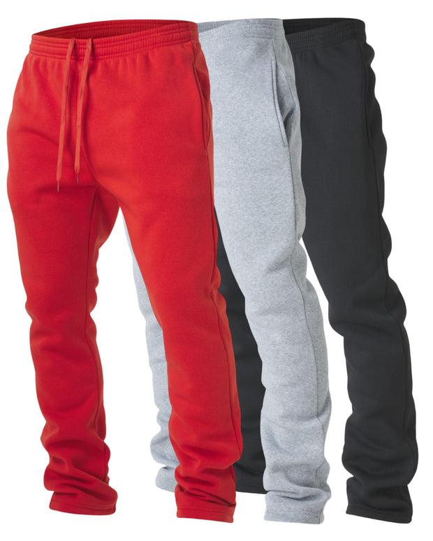Ultra Performance 3 Pack Mens Fleece Wide Leg Sweatpants with Pockets, Open Bottom Workout Sweatpants for Men