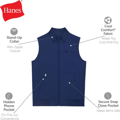 Hanes Women's Comfort Fit Scrubs Healthcare Vest, Moisture-Wicking Stretch Scrubs Vest for Women