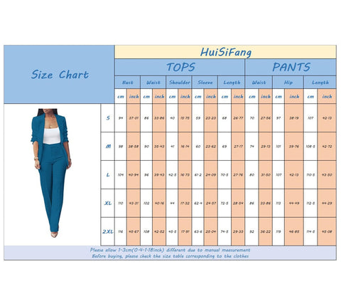HuiSiFang Womens Fall Fashion 2 Piece Blazer Sets Open Front Blazers and Slim Fit Pants Suits Set