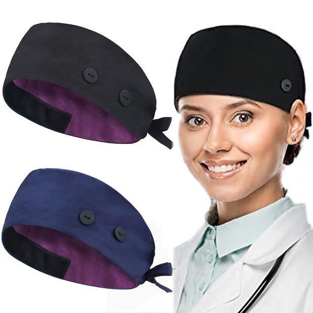 ABAMERICA Working Caps with Button and Sweatband, Adjustable Working Hats for Women Men, One Size(Tie Back or Toggle)