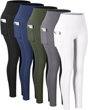 CHRLEISURE Leggings with Pockets for Women, High Waisted Tummy Control Workout Yoga Pants