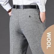 Men's Classic Fit Wool Plaid Dress Pants Double Pleated Loose Trousers High Waisted(LSBT 42)