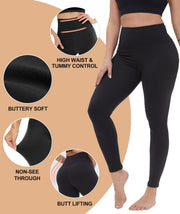 NexiEpoch High Waisted Leggings for Women - Black Tummy Control Compression Soft Yoga Pants for Workout Reg & Plus Size
