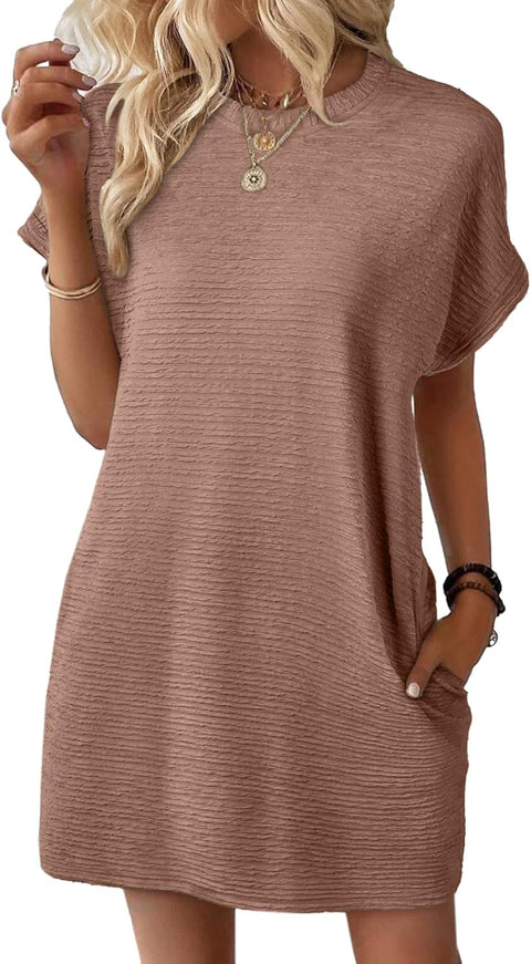 EVALESS Womens Summer Dresses Fashion 2025 Short Sleeve Spring Mini Dress Casual Beach Vacation Clothes Dresses