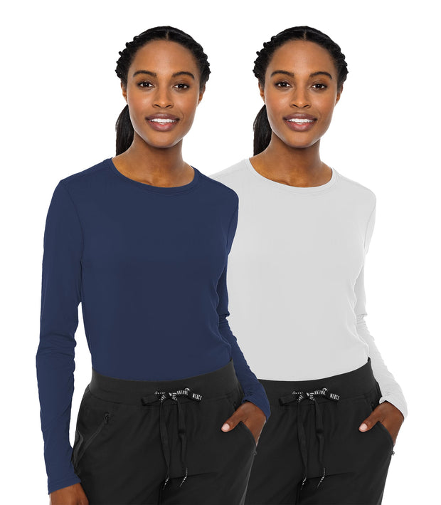 Med Couture Women's Underscrub Top Long Sleeve Performance Knit Tee, 360° Stretch, Lightweight & Ultra Soft Fabric - MC8499
