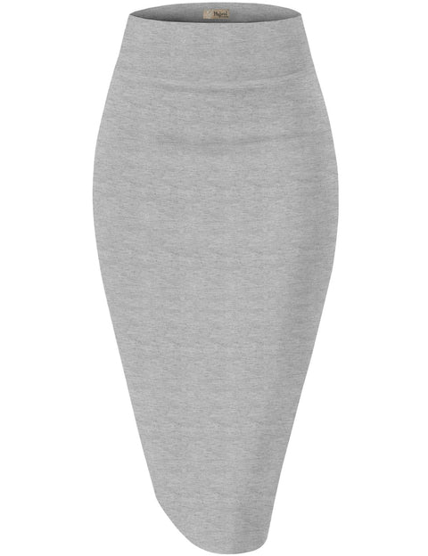 Hybrid & Company Women's Premium Nylon Ponte Stretch High Waist Pencil Suit Skirt Below Knee