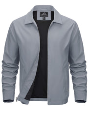 MAGCOMSEN Men's Lightweight Jackets Full Zip Up Light Coat Laydown Collar Jacket Casual Windbreaker Jacket with Zip Pockets