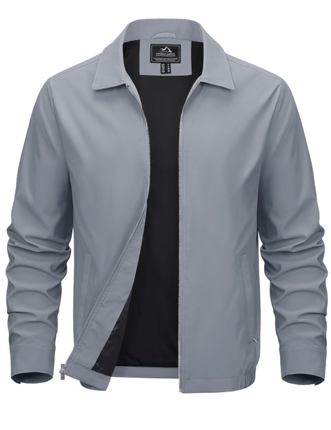 MAGCOMSEN Men's Lightweight Jackets Full Zip Up Light Coat Laydown Collar Jacket Casual Windbreaker Jacket with Zip Pockets