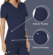 Cherokee Scrubs for Women Mock Wrap Top with 3 Pocket, Back Princess Seams WW610