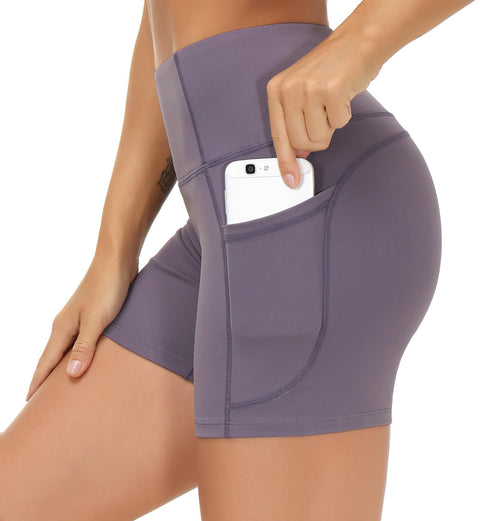 THE GYM PEOPLE Women's High Waist Workout Shorts Breathable Dolphin Split Elastic Lounge Yoga Shorts