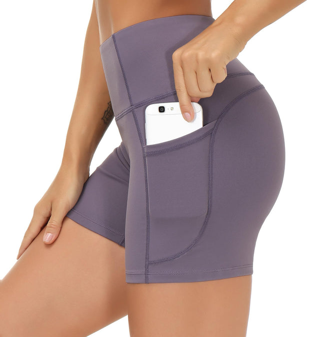 THE GYM PEOPLE Women's High Waist Workout Shorts Breathable Dolphin Split Elastic Lounge Yoga Shorts
