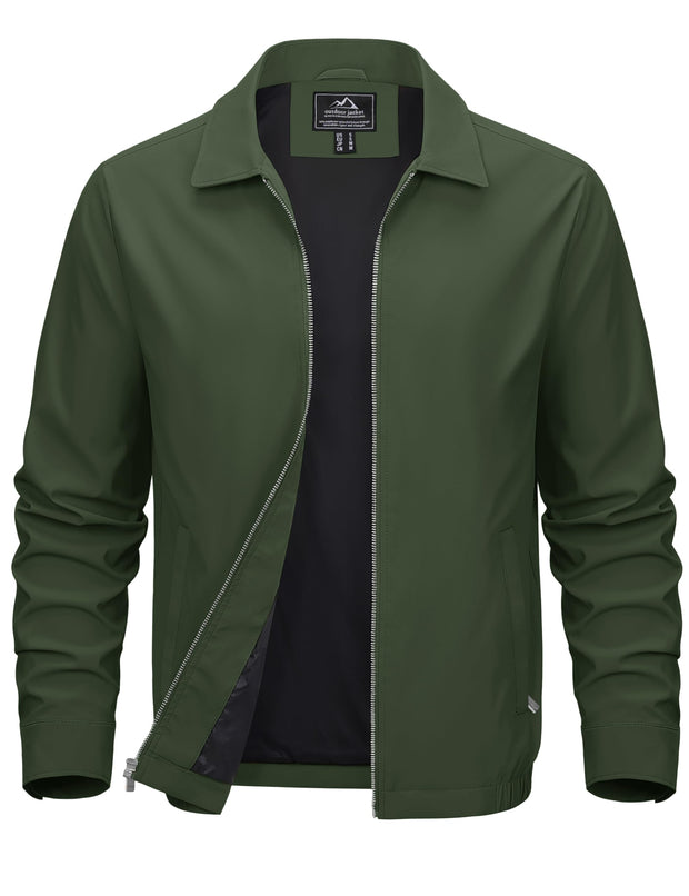 MAGCOMSEN Men's Lightweight Jackets Full Zip Up Light Coat Laydown Collar Jacket Casual Windbreaker Jacket with Zip Pockets