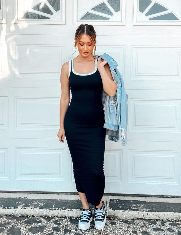 ZESICA Women's 2025 Summer Bodycon Midi Dress Casual Sleeveless Square Neck Side Slit Knit Vacation Long Dresses