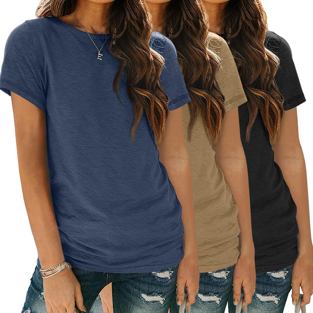 SUNBS Womens 3 Pack T-Shirts Short Sleeve Summer Tops Fashion Basic Tees Comfy Casual Vacation Outfits Workout Clothes 2025
