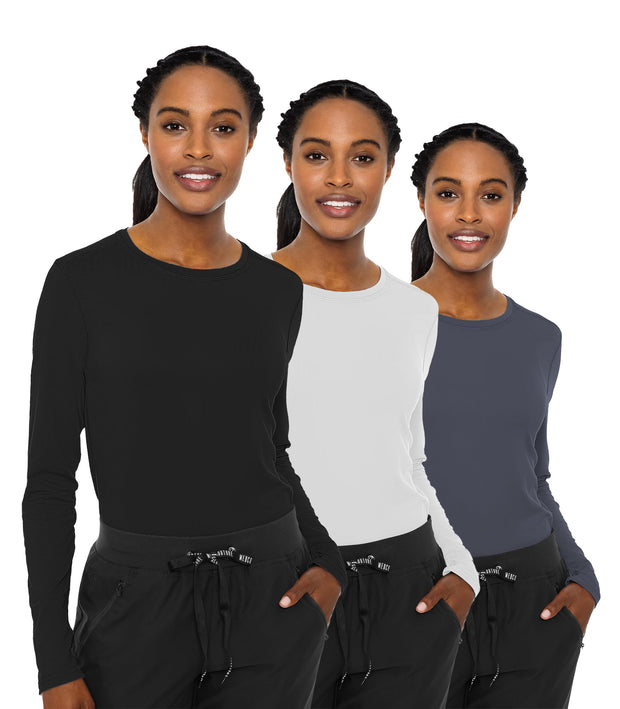 Med Couture Women's Underscrub Top Long Sleeve Performance Knit Tee, 360° Stretch, Lightweight & Ultra Soft Fabric - MC8499