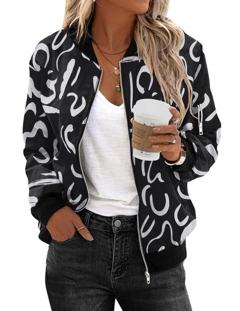 Zeagoo Women's Bomber Jacket Casual Coat Zip Up Outerwear Windbreaker with Pockets S-XXL