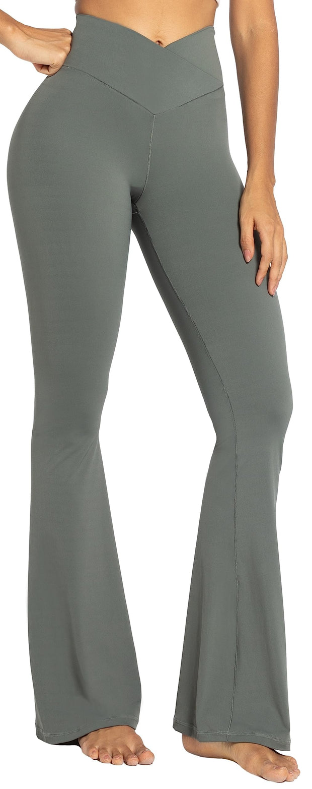 Sunzel Flare Leggings, Crossover Yoga Pants with Tummy Control, High-Waisted and Wide Leg
