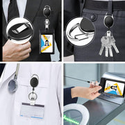 Teskyer Badge Reel, 5 Pack Retractable Badge Holders with Carabiner Belt Clip and Key Ring for ID Card Holder and Keychain