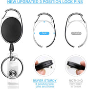 Teskyer Badge Reel, 5 Pack Retractable Badge Holders with Carabiner Belt Clip and Key Ring for ID Card Holder and Keychain