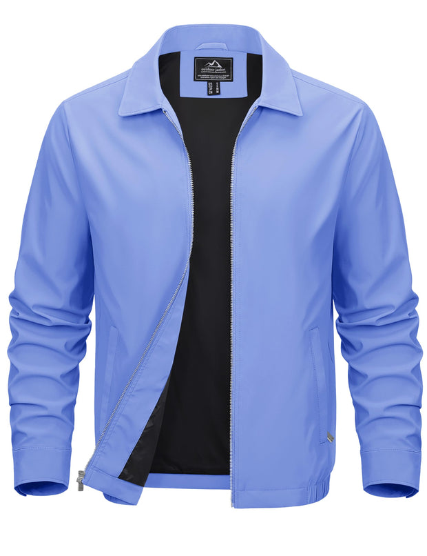 MAGCOMSEN Men's Lightweight Jackets Full Zip Up Light Coat Laydown Collar Jacket Casual Windbreaker Jacket with Zip Pockets