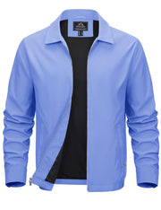 MAGCOMSEN Men's Lightweight Jackets Full Zip Up Light Coat Laydown Collar Jacket Casual Windbreaker Jacket with Zip Pockets