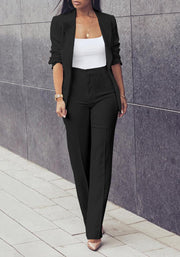 HuiSiFang Womens Fall Fashion 2 Piece Blazer Sets Open Front Blazers and Slim Fit Pants Suits Set