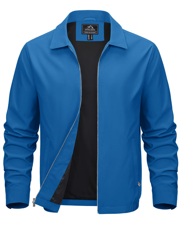 MAGCOMSEN Men's Lightweight Jackets Full Zip Up Light Coat Laydown Collar Jacket Casual Windbreaker Jacket with Zip Pockets
