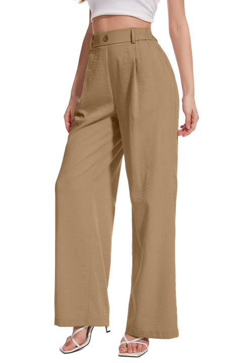 FUNYYZO Wide Leg Pants Women's High Elastic Waisted in The Back Business Work Trousers Long Straight Suit Pants